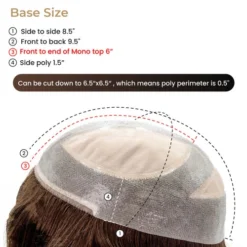 P8914 Extra Large Mono Top Remy Human Hair Topper -Hair Care Product Store Basesize 01798.1683313310