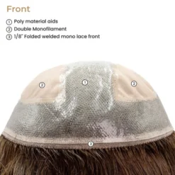 P8914 Extra Large Mono Top Remy Human Hair Topper -Hair Care Product Store FRONT 31923.1678390132