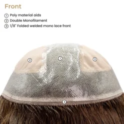 P8918BSC Extra Large Mono Top Hairpiece | 18" Remy Human Hair -Hair Care Product Store FRONT 43499 31013.1678390556
