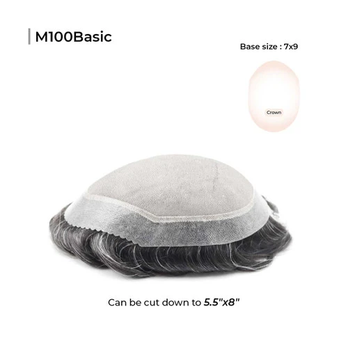 Mens Toupee M100 Basic 7"x 9" Mono Top Hairpiece - Basic Version 5 Mens Toupee M100 Basic 7"x 9" Mono Top Hairpiece - Basic Version - Image 5