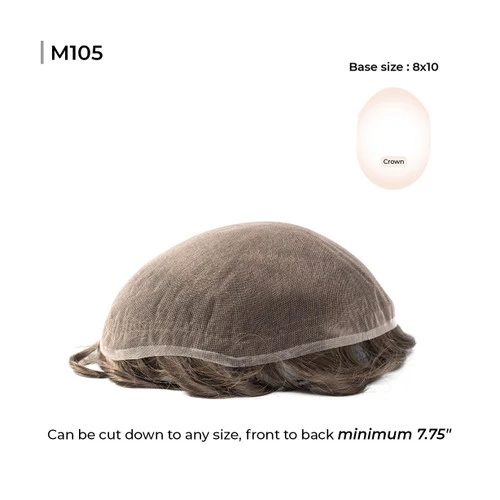 Mens Toupee M105 8"x 10" French Lace Hair System 4 Mens Toupee M105 8"x 10" French Lace Hair System - Image 4