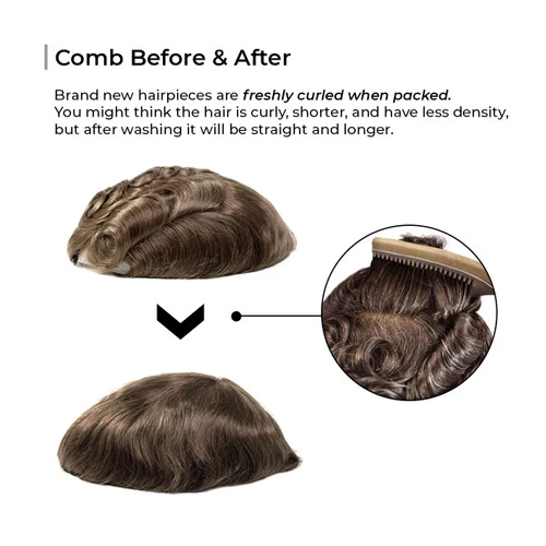 Mens Toupee | M108 Basic 7.5"x9" Human Hair Mono Top - Basic Version 13 Mens Toupee | M108 Basic 7.5"x9" Human Hair Mono Top - Basic Version - Image 13