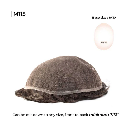 Men’s Toupee M115 8"x10" Swiss Lace With Low Hair Density 2 Men’s Toupee M115 8"x10" Swiss Lace With Low Hair Density - Image 2