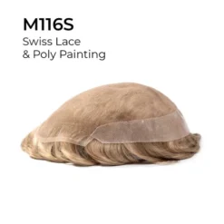 Mens Toupee M116S 6"x8" Swiss Lace Poly Back Mens Hairpiece