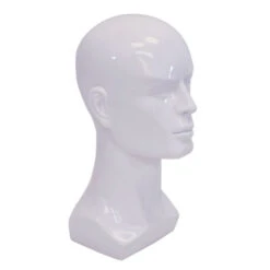 Male Hairpiece Display Mannequin Head White Glossy