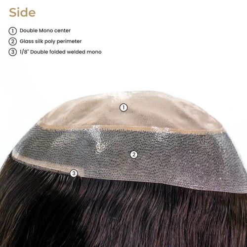 P7914BSC Mono Silk Top Human Hair Topper For Women 4 P7914BSC Mono Silk Top Human Hair Topper For Women - Image 4
