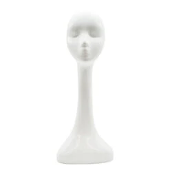 Long Hair Wig Display Fiberglass Mannequin Head High White Glossy Female