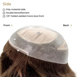 P8918BSC Extra Large Mono Top Hairpiece | 18" Remy Human Hair -Hair Care Product Store SIDE 15644 85933.1669302035
