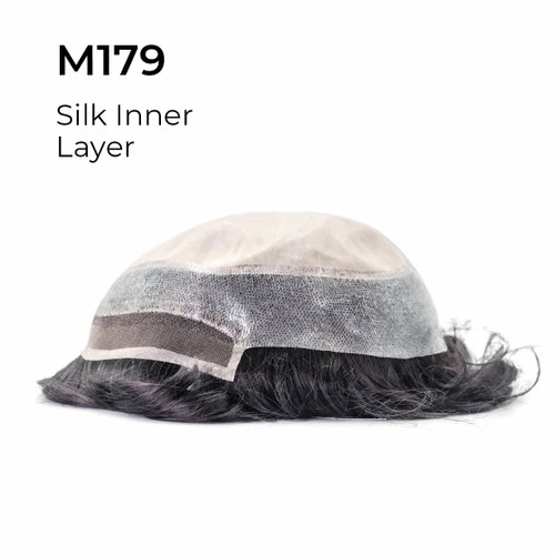Mens Toupee M179 8"x10" Injected Poly Skin Lace Front W/ Mono Silk Inner Layer 1 Mens Toupee M179 8"x10" Injected Poly Skin Lace Front W/ Mono Silk Inner Layer